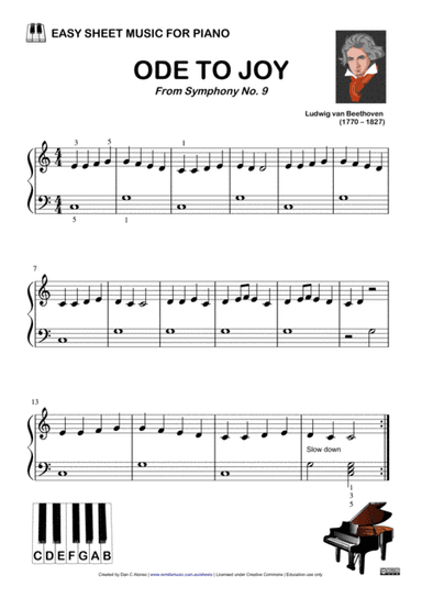 Ode to Joy - 4 Easy versions. (arr. Dan Alonso)