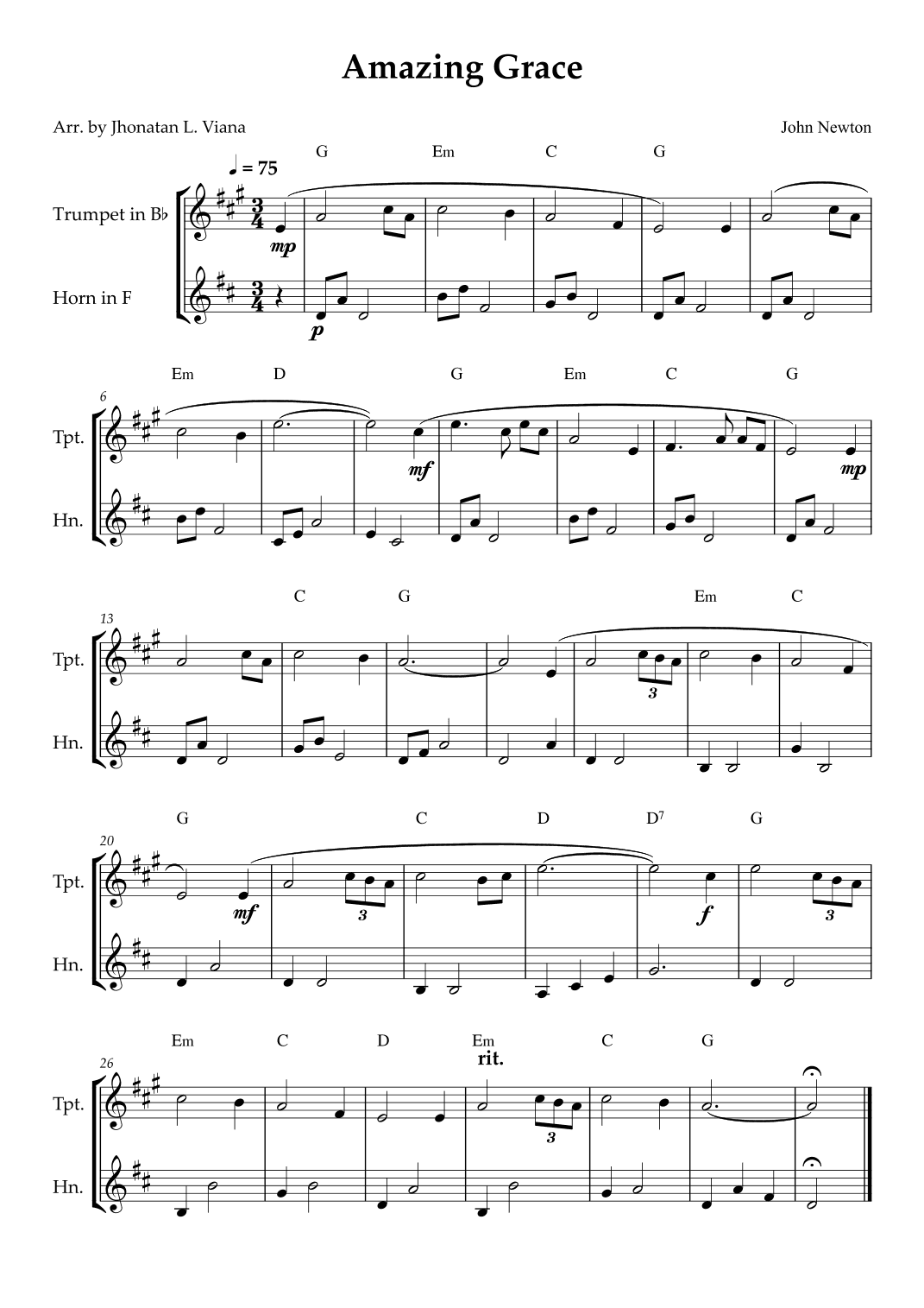 Amazing Grace (arr. Jhonatan Lucio Viana)