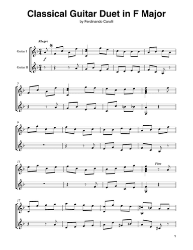 Classical Guitar Duet in F Major (arr. A. J. Cornell Publications)