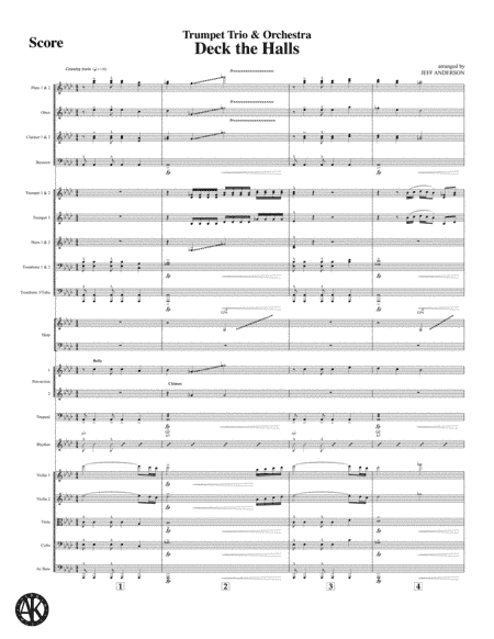 Deck the Halls for trumpet trio and orchestra (arr. Jeff D. Anderson)