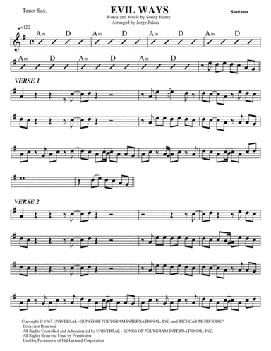 Evil Ways (arr. Jorge Juárez)