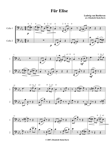 Für Elise for cello duo (arr. Elizabeth Skola Davis)