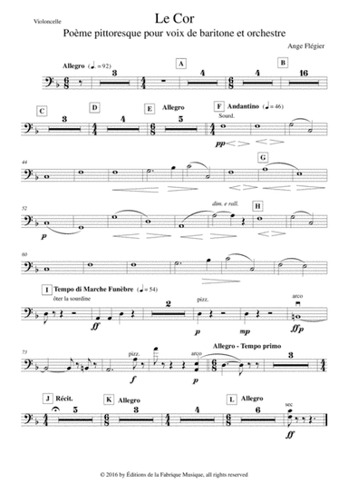 Ange Flégier: Le Cor for bass voice and orchestra, violoncello part (arr. Musik Fabrik Music Publishing)