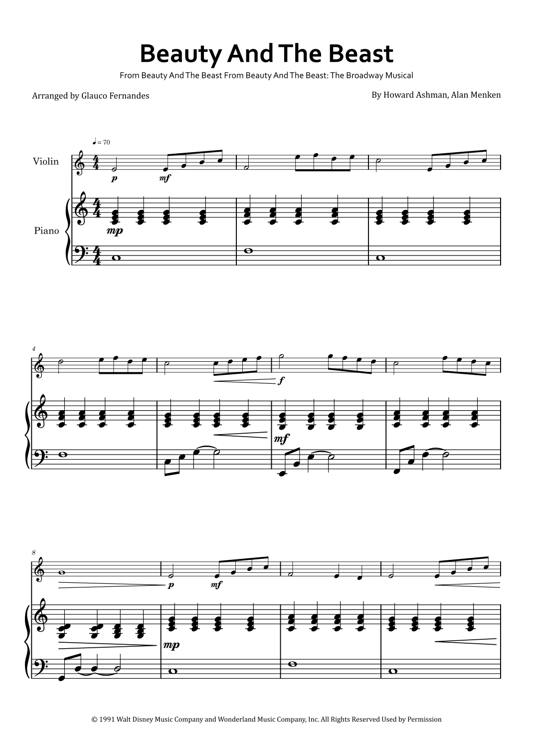 Beauty And The Beast (arr. Glauco Fernandes)