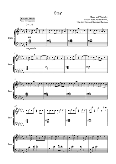Stay (arr. Marvella Fidelia)