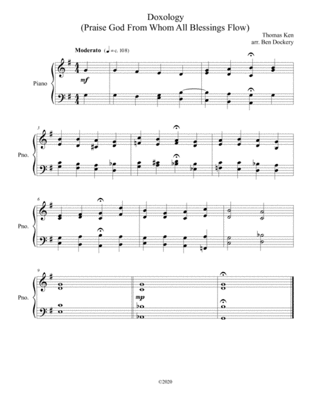 Doxology (Jazz Harmonization) for Solo Piano - (Praise God From Whom All Blessings Flow) (arr. Ben Dockery)