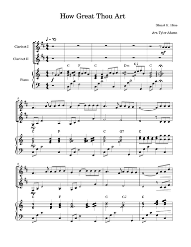 How Great Thou Art (Clarinet Duet and Piano) (arr. Tyler Adams)