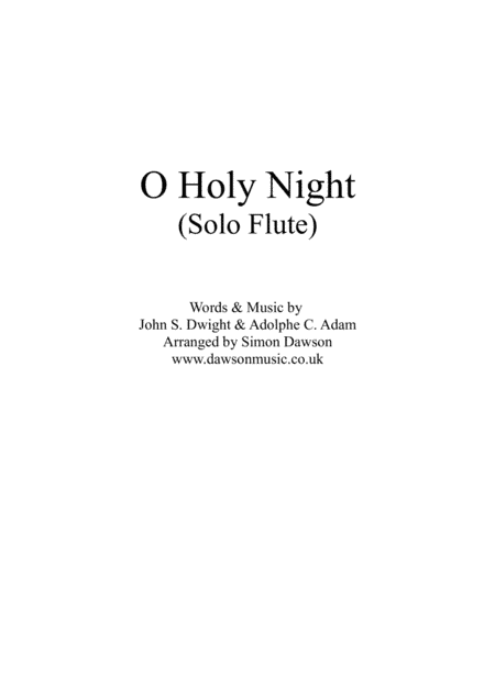 O Holy Night - Solo Flute (arr. Simon Dawson)