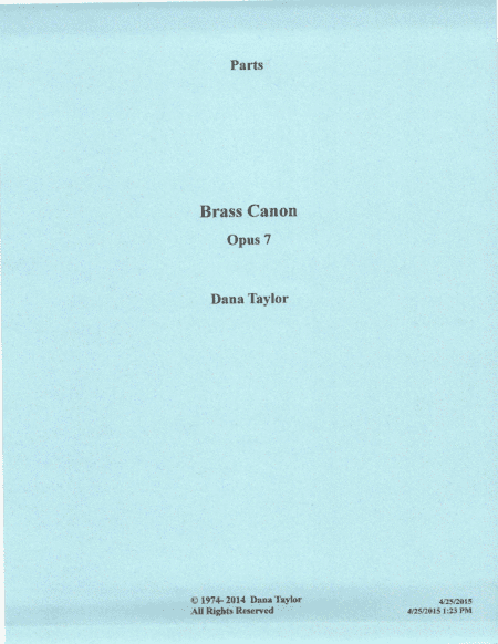 Brass Canon Op. 7-Parts