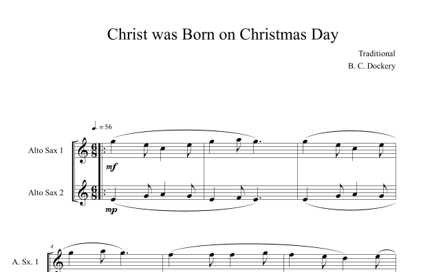 Christ was Born on Christmas Day (Alto Sax Duet) (arr. B. C. Dockery)