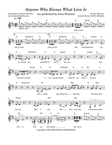 Anyone Who Knows What Love Is (arr. Joshua Chandra)