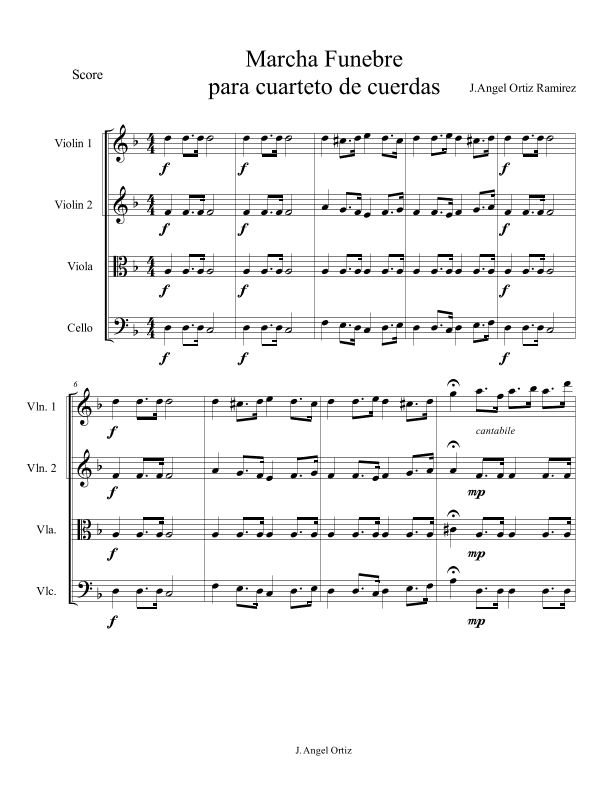 Marcha Fúnebre for String Quartet