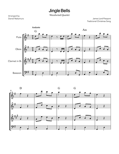 Jingle Bells (for woodwind quartet) (arr. Daniel Nakamura)