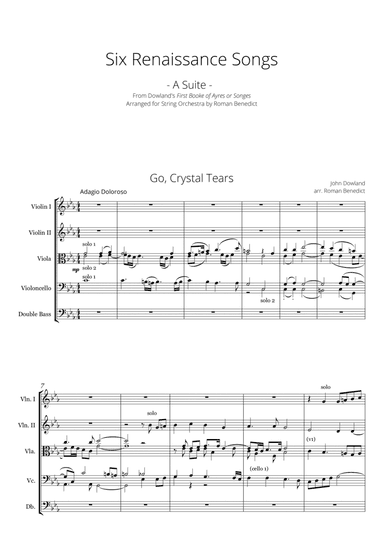 Six Dowland Songs: Suite For Strings (arr. Roman Benedict)