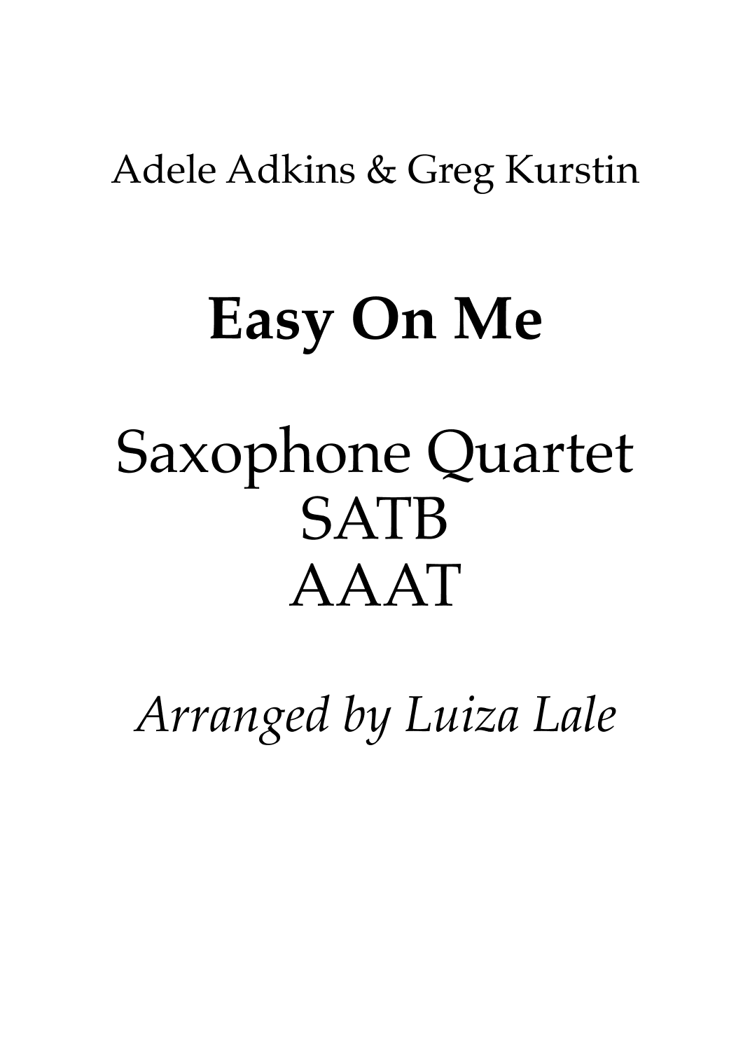 Easy On Me (arr. Luiza Lale)