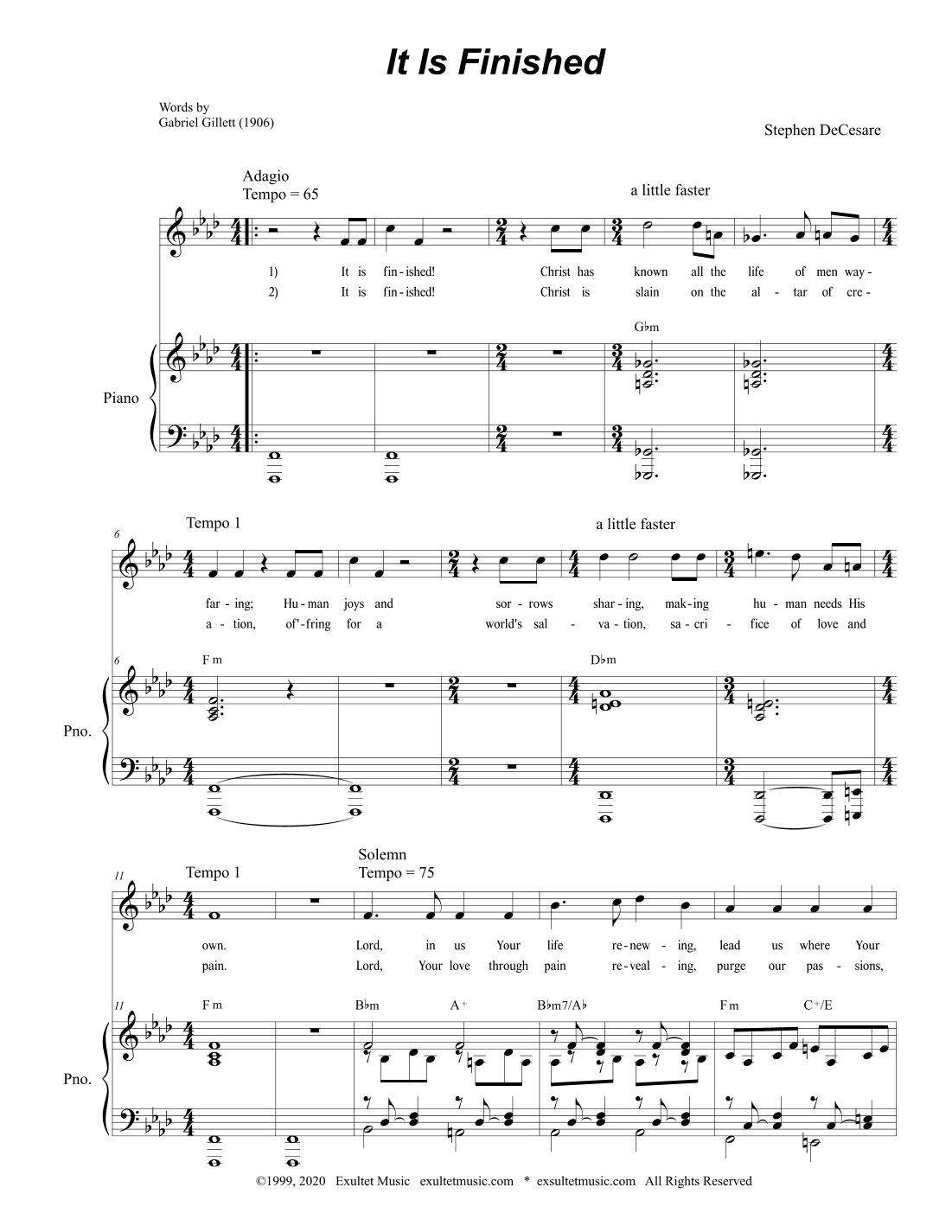 It Is Finished (for Vocal Solo - Medium/Low)