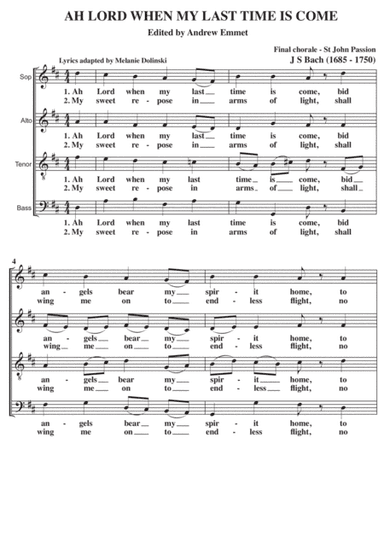 Ah Lord When My Last Time Is Come A Cappella SATB (arr. Edited by Andrew Emmet)