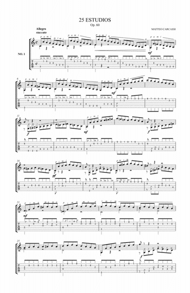25 STUDIES FOR THE GUITAR, MATTEO CARCASSI OPUS 60 (arr. Sarmad Kausar)