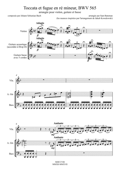 Toccata et fugue en ré mineur (BWV 565) (arr. Sam Bateman)