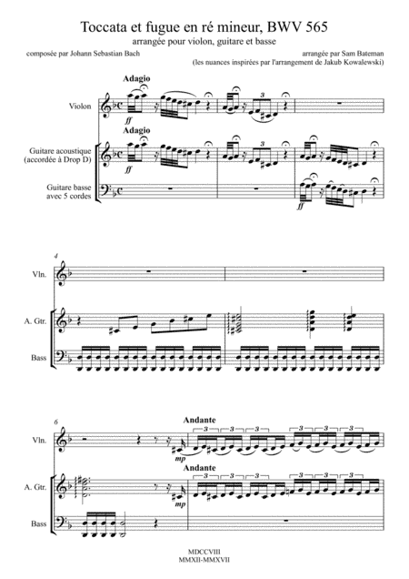 Toccata et fugue en ré mineur (BWV 565) (arr. Sam Bateman)