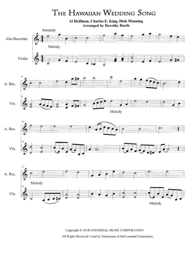 The Hawaiian Wedding Song (ke Kali Nei Au) (arr. Dorothy Barth)
