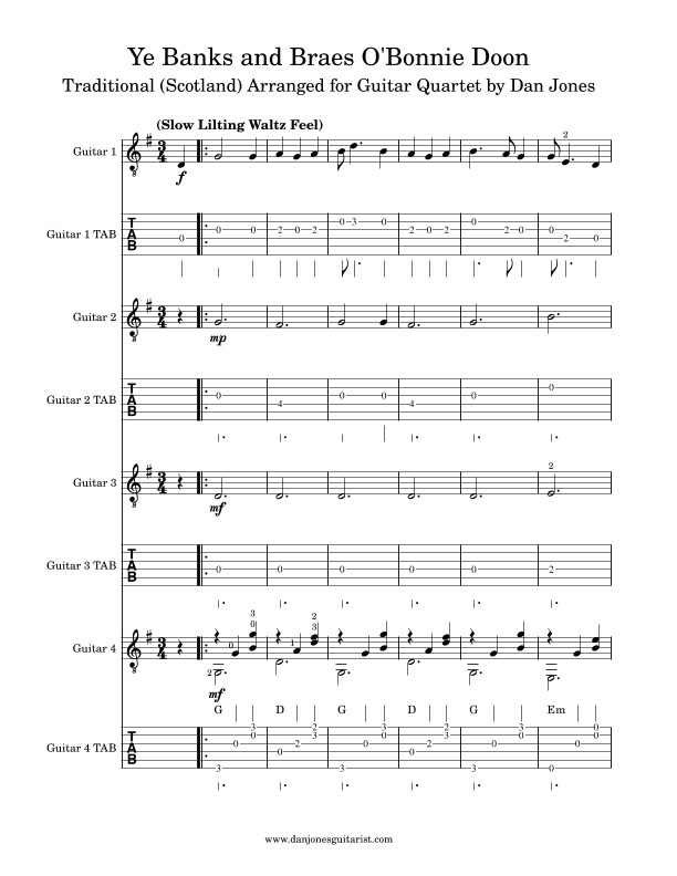 Ye Banks and Braes O' Bonnie Doon (arr. Dan Jones (danjonesguitarist.com))
