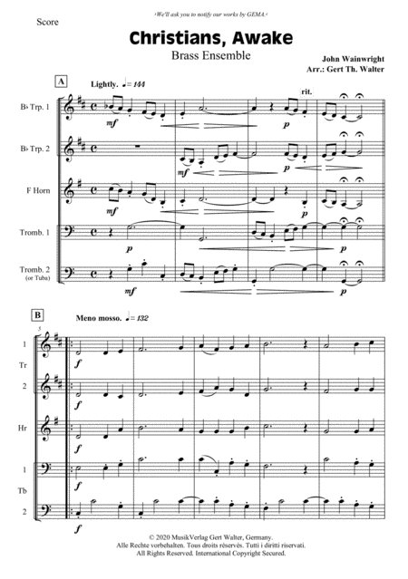 Christians, Awake, Salute The Happy Morn (arr. Gert Th. Walter)