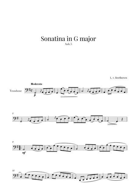 Beethoven - Sonatina in G Major (for Trombone) (arr. Cadenza Editions)