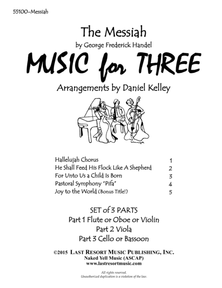 Handel's Messiah for String Trio (Violin, Viola, Cello) Set of 3 Parts (arr. Last Resort Music Publishing)