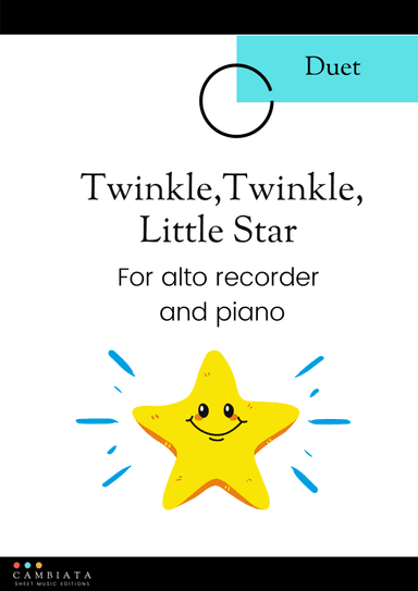 Twinkle,Twinkle, Little Star - For alto recorder (solo) and piano (Easy/Beginner) (arr. Levy Nunes)