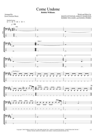 Come Undone (arr. Gavin Jackson Music)