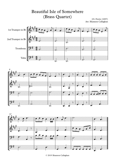 Beautiful Isle of Somewhere - Brass Quartet (arr. Shannon Callaghan)