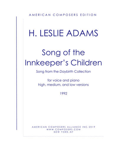 [Adams] Song of the Innkeeper's Children (from Daybirth)