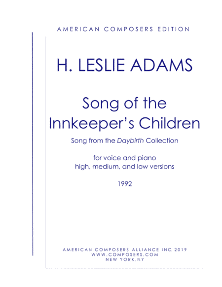 [Adams] Song of the Innkeeper's Children (from Daybirth)