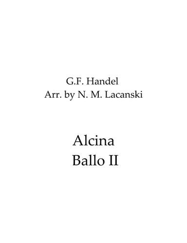 Alcina Ballo II (arr. Nick Lacanski)