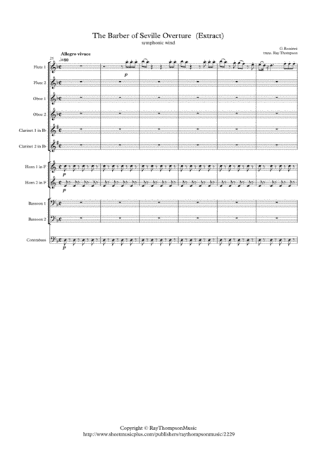 Rossini: The Barber of Seville Overture (extract) - symphonic wind dectet and bass (arr. Ray Thompson)