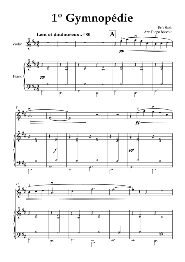 1º Gymnopédie (arr. Diego Boscolo)