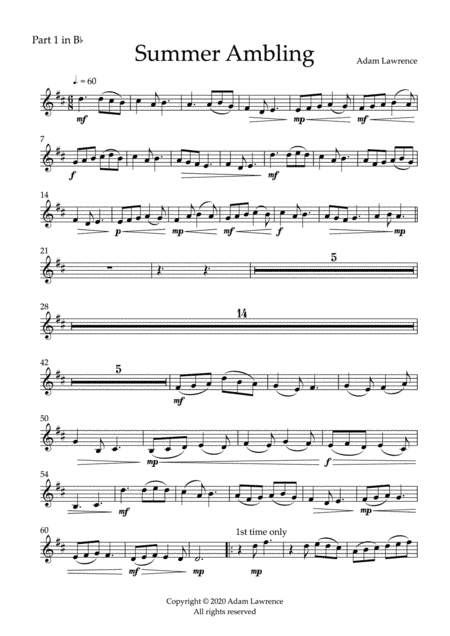Summer Ambling - 4 Part Brass - PART 1 in Bb