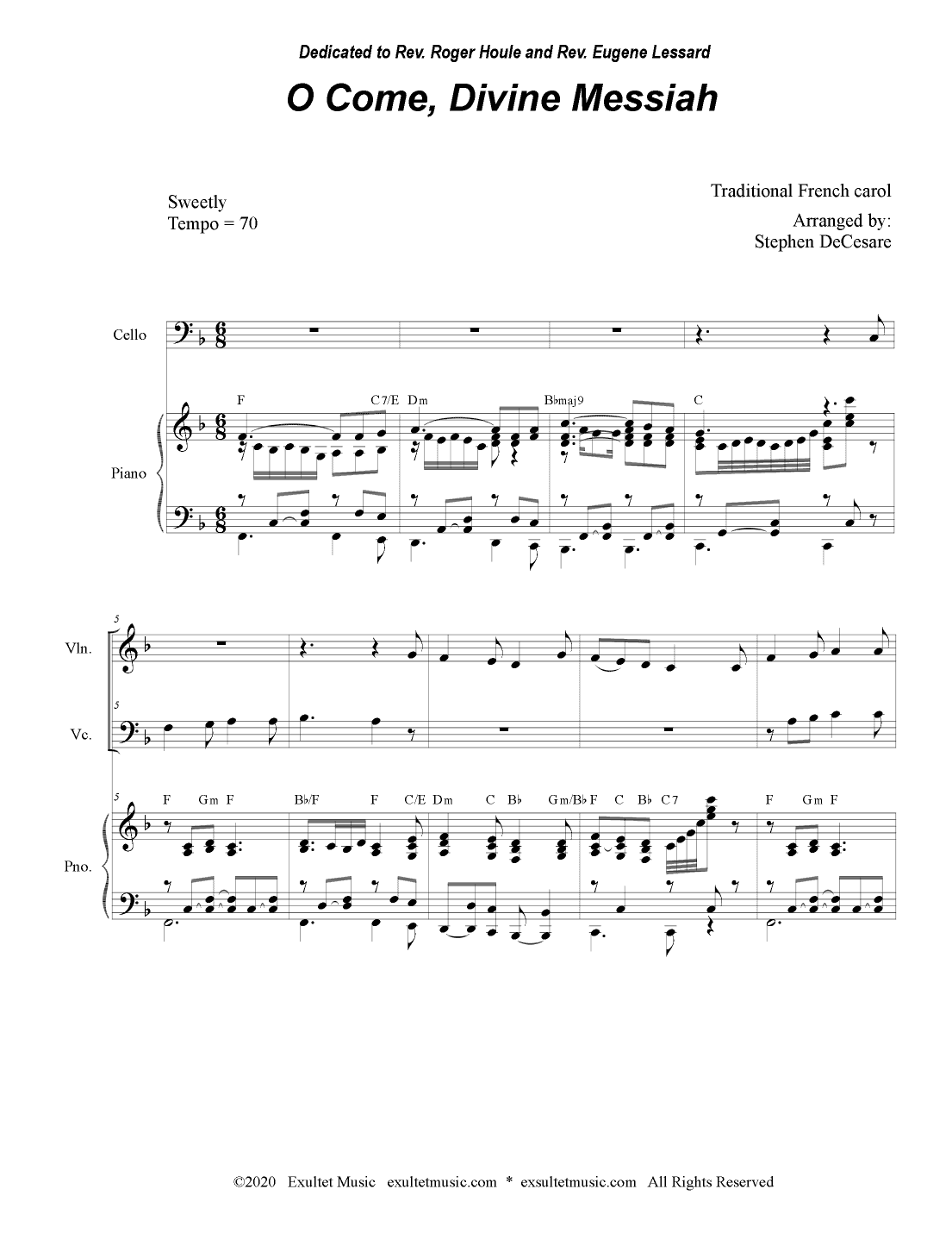 O Come, Divine Messiah (Duet for Violin and Cello) (arr. Stephen DeCesare)