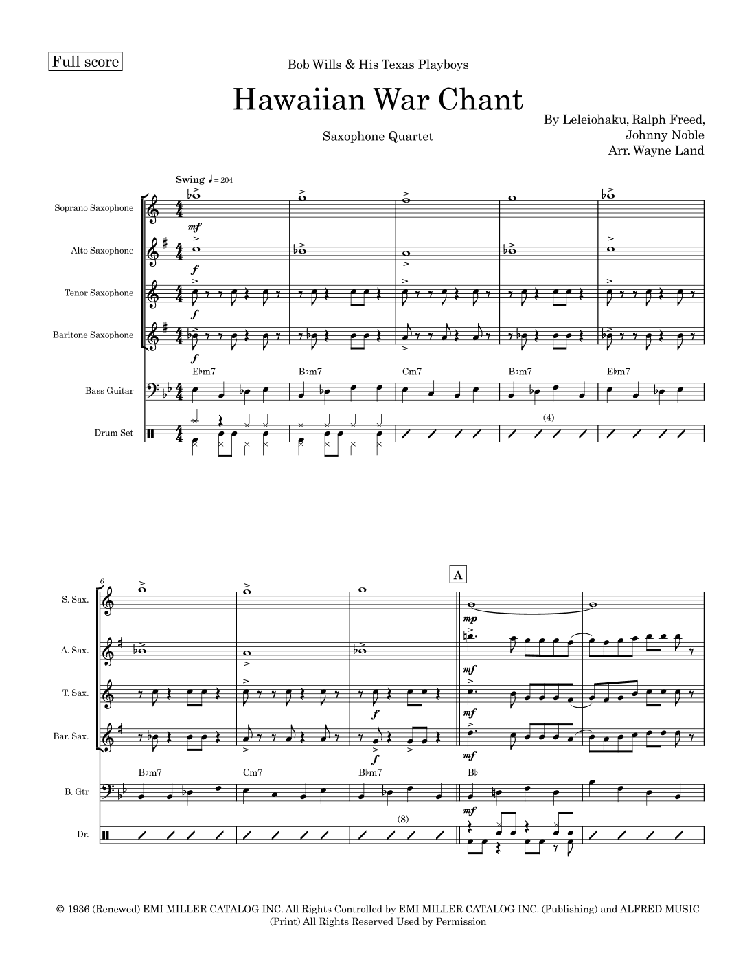 Hawaiian War Chant (ta-hu-wa-hu-wai) (arr. Wayne Land)