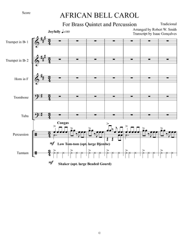 AFRICAN BELL CAROL (arr. Transcript by Isaac Gonçalves)
