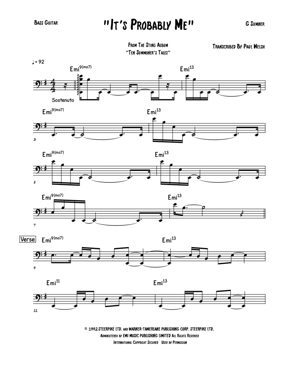It's Probably Me (arr. Accubass)