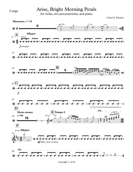Drum part for Arise, Bright Morning Petals