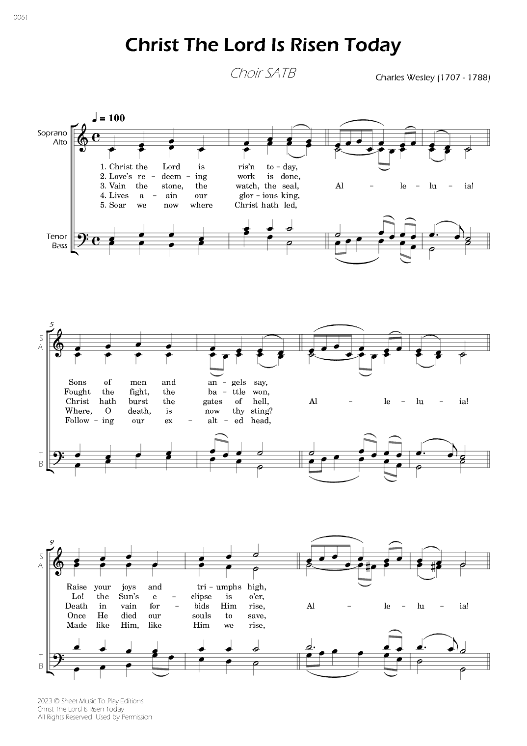 Christ The Lord Is Risen Today - Choir SATB (arr. César Madeira)