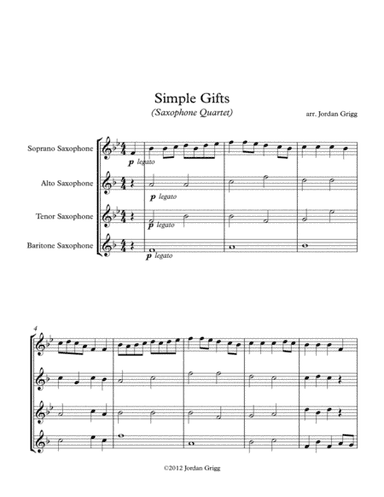 Simple Gifts (Saxophone Quartet) (arr. Jordan Grigg)