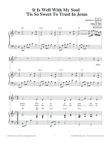 It Is Well With My Soul / 'Tis So Sweet To Trust In Jesus (arr. Hal Wright)