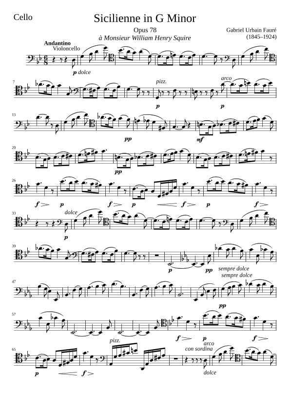 Sicilienne Opus 78 in G Minor (arr. Zachary Corbett)