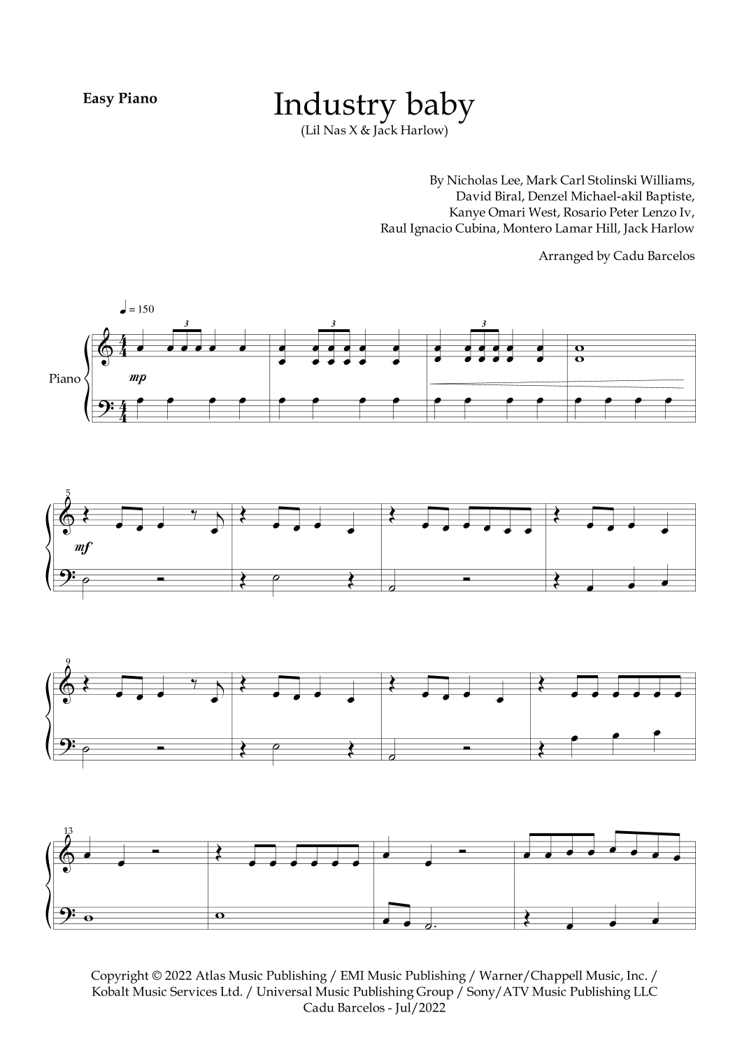 Industry Baby (arr. Cadu Barcelos)