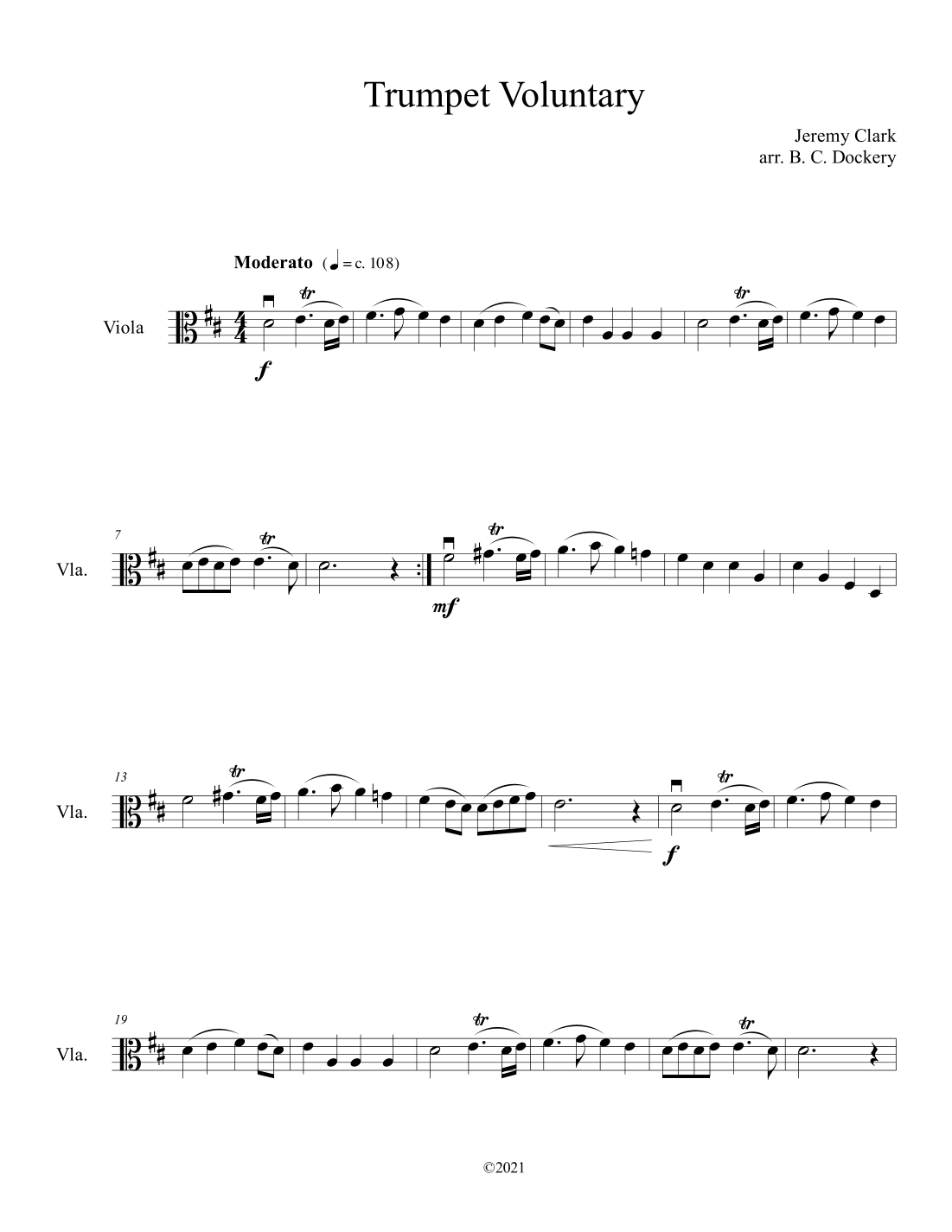 Trumpet Voluntary (Viola Solo) (arr. B. C. Dockery)