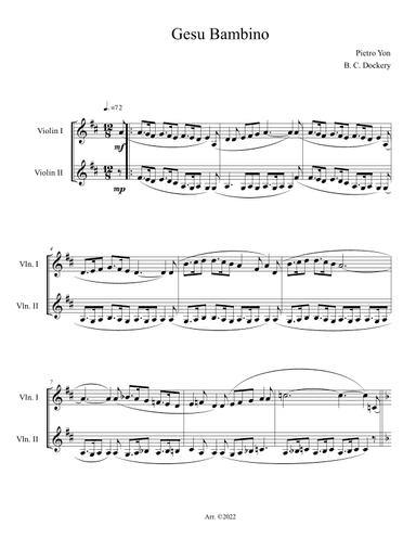 Gesu Bambino (Violin Duet) (arr. B. C. Dockery)